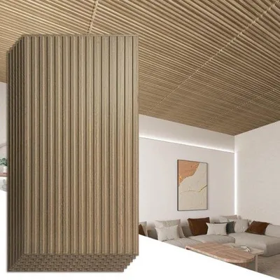 Image de Lames en PVC, lot de 6, panneaux muraux décoratifs 3D - Noyer, 44 m²