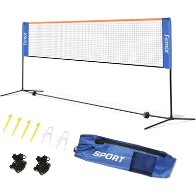 Immagine prodotto di Rete sportiva regolabile - Per tennis, badminton, pallavolo e pickleball - Set di rete portatile con pali in acciaio inox e rete in nylon - Borsa per il trasporto inclusa - 4