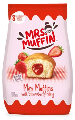 Image de Mrs. Muffin Mini muffins fourrés à la fraise moelleux et juteux 200g