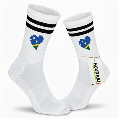 Produktbild von Huuraa Uni Socken Salomonen Flagge Herz 42/46 Black Baumwolle Tennissocken Geschenkidee
