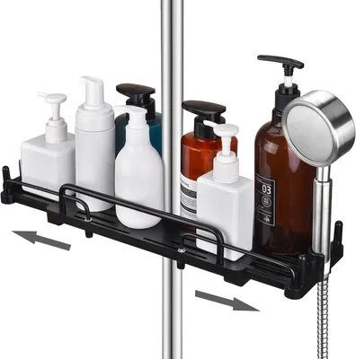Produktbild von MODFU Duschablage ohne Bohren einstellbar Duschkorb Aluminium rostfrei Duschregal hängend Duschablage Schwarz