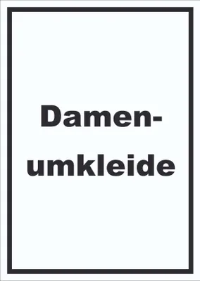 Produktbild von Damenumkleide Schild mit Text hochkant A6 Rückseite selbstklebend