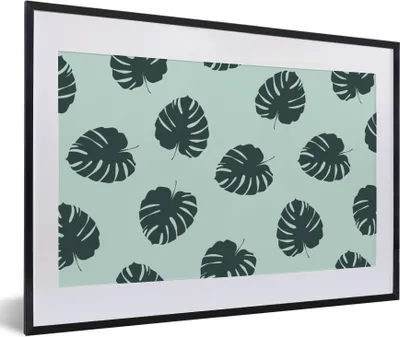 Produktbild von MuchoWow® Gerahmtes Poster Sommer - Blätter - Blau 60x40 cm - Poster mit Schwarzem Bilderrahmen Wandposter Rahmen Foto Bilder - Schlafzimmer - Plakat in Rahmen - Drucken