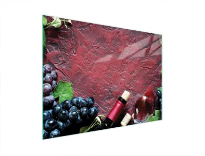 Produktbild von Glasschneidebrett Herdschutzplatte 40x30 cm aus gehärtetem Glas, Wein, rutschfeste Silikonfüße