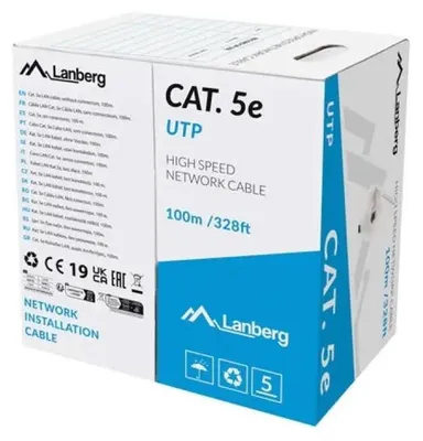 Produktbild von Lanberg LCU5-11CU-0100-S, 100 m, Cat.5/Cat.5e, U/UTP (UTP), Grau