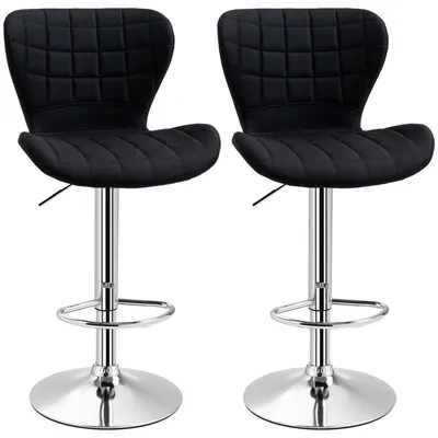 Produktbild von HOMCOM 2er-Set Barhocker, modernes Design, verstellbare Sitzhöhe 59–81 cm, drehbar um 360°, schwarzes Leinen