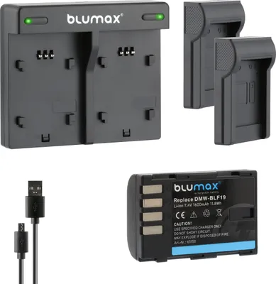 Produktbild von 1x Akku + Lader für Panasonic DMW-BLF19  DMW-BLF19E Lumix DMC-GH3  1600 mAh