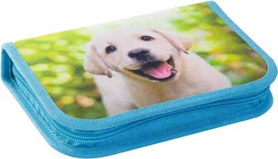 Produktbild von Eberhard Faber 577558 - Federmäppchen Hund, mit 42 Schreibutensilien, Schüleretui befüllt