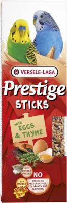Obrázek produktu pro Versele Laga - Prestige Sticks Small Parakeets with Eggs & Thyme 60g - baňky s vejci a tymiánem pro malé papoušky