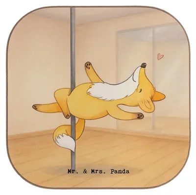 Produktbild von Mr. & Mrs. Panda Untersetzer für Gläser Fuchs Poledance Design - Weiß - Geschenk, Coaster, Tassen, grill, gläseruntersetzer, bieruntersetzer, Tassenuntersetzer, Tanz