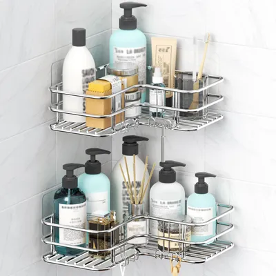 Image de 2 étagères d'angle pour douche, sans perçage