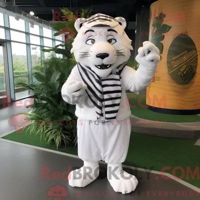 Produktbild von Maskottchenkostüm REDBROKOLY Weißer Tiger mit Wickelrock und Beanie