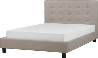 Zdjęcie produktu dla BELIANI Łóżko jasnoszare tapicerowane 140 x 200 cm ze stelażem pikowany zagłówek