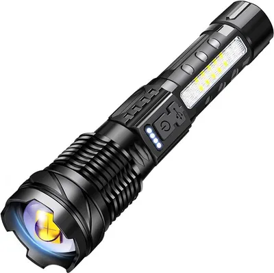 Produktbild von 30 W starke Taschenlampe mit hoher Lumenzahl, 7 Leuchtmodi, über USB wiederaufladbar, weißer Laser, wasserdicht