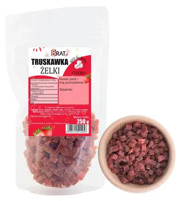 Zdjęcie produktu dla Truskawkowe kostki (żelki) bez dodatku cukru 250g