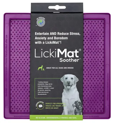Image de LickiMat Soother Classic- Tapis à lécher pour chiens, Couleur:violet, Dimension:small - 20 x 20cm