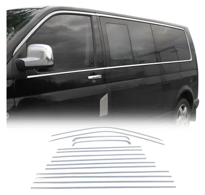 Obrázek produktu pro Okenní lišty pro VW T5 2003-2015 krátké posuvné dveře nerezová ocel 14ks