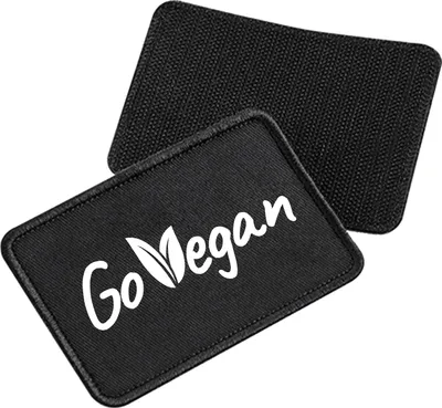 Produktbild von Huuraa Patch Go Vegan Blätter Black 10 x 6,5cm Baumwolle Klettpatch für Mütze Geschenkidee