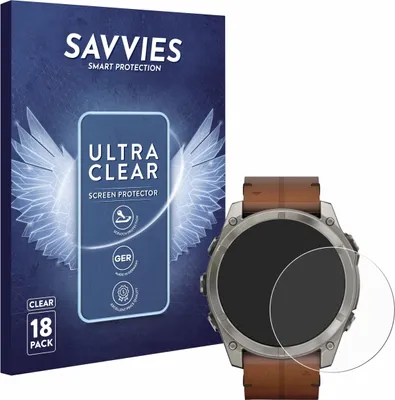 Produktbild von 18x Für Garmin Fenix 8 AMOLED (51 mm) Schutzfolie Savvies Displayschutz Display Schutz Folie Klar Transparent