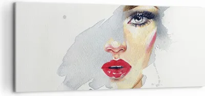 Produktbild von Bild auf Leinwand - Leinwandbild - Einteilig - Aquarell Frau Mund - 120x50cm - Wand Bild - Wanddeko - Wandbilder - Leinwanddruck - Bilder - Wanddekoration - Leinwand bilder - Wandbild - AB120x50-4891