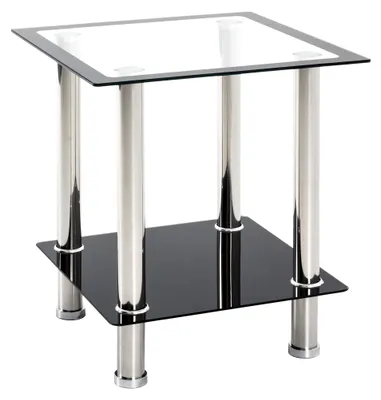 Beistelltisch Edelstahl Glasplatte schwarz 40x46x40 cm