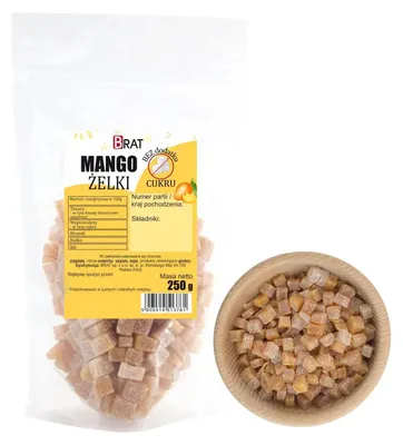 Obrázek produktu pro Mango žvýkačky (želatinové bonbóny) bez přidaného cukru, 250 g