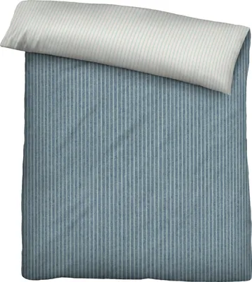 Produktbild von biberna Melange-Flanell Bettwäsche 0840507 WEBSTREIFEN color: blau, size: 1x 155x200 cm + 1x 80x80 cm