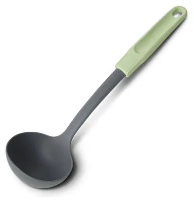 Image de Fackelmann Louche 31 cm Ecolution, ustensile de cuisine écologique avec manche ergonomique, cuillère durable & de qualité supérieure pour casseroles et poêles revêtues (couleur : vert menthe/gris clair)