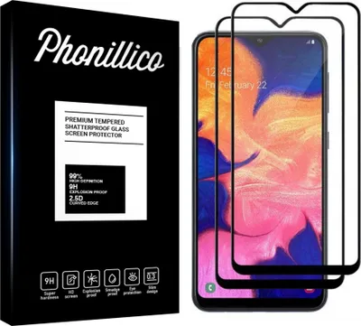 Obrázok produktu pre Tvrdené sklo pre Samsung Galaxy A10 [2 ks] Ochranné sklo s čiernou fóliou na okraji proti poškriabaniu odolné sklo Phonillico®