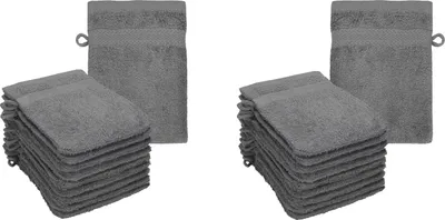 Produktbild von Betz 20 Stück Waschhandschuhe 16x21 cm PREMIUM 100% Baumwolle  Farbe: anthrazit
