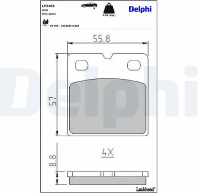 Produktbild von DELPHI Bremsbeläge Satz Hinten Bremsklötze für TESLA Model S (5YJS) LP3405