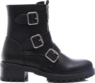 Produktbild von Biker boots zilveren gespen en dubbele rits