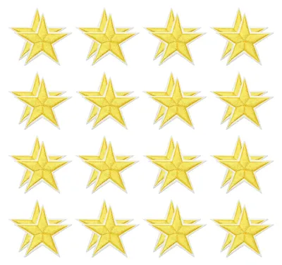 32 Stern-Aufbügelapplikationen, gelb, 4,3 cm, für Kleidung