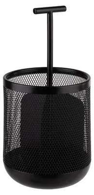 Produktbild von APS 11755 Besteckbehälter DART, Metall, Ø 12 cm, Höhe 25 cm, möbelschonende Unterseite, 3 Fächer, schwarz
