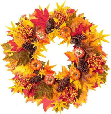Produktbild von Herbstkranz,Kranz 40 cm Herbstkranz für Haustür draußen Ideal für Herbst & Halloween & Erntedankfest