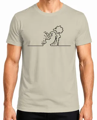 Produktbild von La Linea Balum Strichmaennchen Osvaldo Cartoon Retro Cavandoli Herren T-Shirt, Natur, L