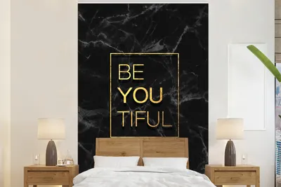 Produktbild von MuchoWow® Fototapete für Wohnzimmer oder Schlafzimmer Wandtapete Vinyl Motivtapete Zitate - Sprichwörter - Gold - Marmor - 160x240 cm - Vinyltapete