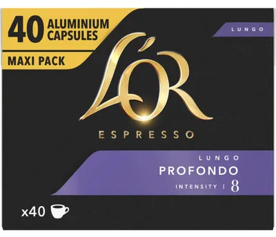 Obrázok produktu pre Kávové kapsuly L'OR Lungo Profondo 40 kusov (208 g) – intenzívne a aromatické, kompatibilné s Nespresso