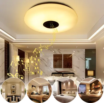 Produktbild von 28W LED Musik Deckenleuchte RGBW Dimmbar Bluetooth Lautsprecher APP Kontrolle mit Fernbedienung