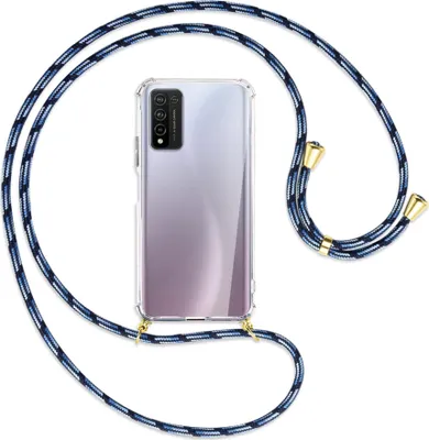 Produktbild von Handykette Backcover-Schutzhülle mit Band (Metall goldfarben) für Honor 10X Lite - Blautöne