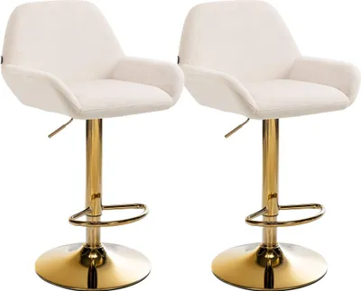 Produktbild von 2er Set Barhocker HLO-CP8 Gold Samt creme