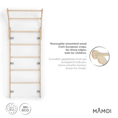 Produktbild von MAMOI® Klettergerüst Indoor, Sprossenwand für kinderzimmer, Turnringe kinder für klettern, Kletterwand und spielgeräte,  Sportgeräte ab 3 jahre