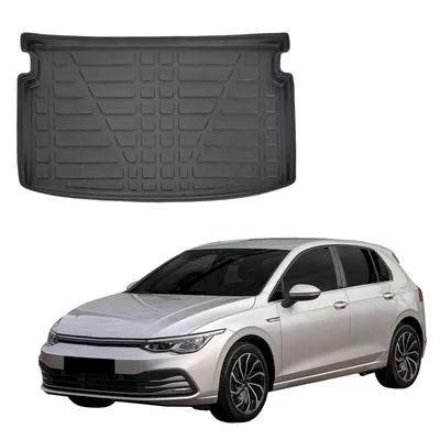 Image de Tapis De Coffre Sur Mesure Pour Volkswagen Golf 8 Depuis 2021, Noir, Antidérapant, Bord Haut, Toutes Saisons