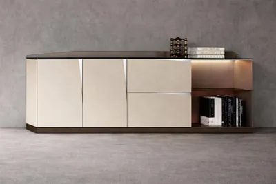 Productafbeelding van Bruinbeige dressoir, exclusieve woonkamerkast, elegante schapenkast