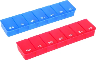 Obrázok produktu pre COM-FOUR® 2X dávkovač liekov v nemeckom jazyku - škatuľa na lieky na 7 dní - s 1 priehradkou na každý deň - dávkovač tabletiek - škatuľa na pilulky - škatuľa na tablety - týždenný dávkovač na skladovanie [nemčina]