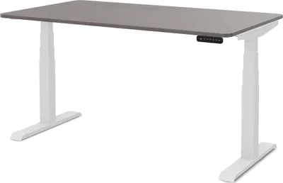 Produktbild von ASSMANN Elektrisch höhenverstellbarer Kinderschreibtisch JUNIOR Curved Sichtbeton Anthrazit Weiß, 140x70cm, Memoryfunktion, Kollisionsschutz,