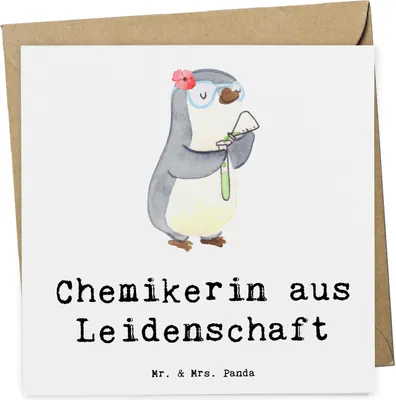 Produktbild von Mr. & Mrs. Panda Klappkarte Chemikerin Leidenschaft - Weiß - Geschenk, Spruch, Beruf, doppelkarte, Witzig, faltkarte, Glückwunschkarte, anlasskarte, Grußkarte, Labor