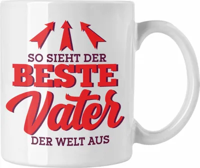 Produktbild von Trendation -Lustige Papa Tasse - "So sieht der beste Vater der Welt aus" Geschenk zum Vatertag (Weiß)