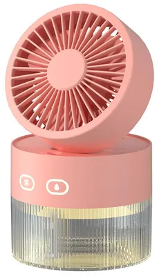 Produktbild von Mini-Tischventilator mit Sprühfunktion, tragbarer, wiederaufladbarer USB-Akku (1500 mAh), verstellbar und zusammenklappbar, 3 Windgeschwindigkeiten