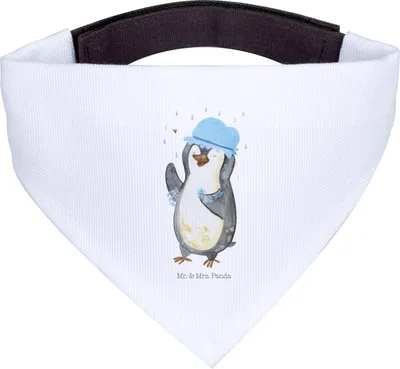 Produktbild von Mr. & Mrs. Panda Dreieckstuch Pinguin Duschen - Weiß - Geschenk, Hundehalstuch, Duschkonzert, Halstuch Hund, für, Hunde, Baden, Bandana, Lebensmotto, Dusche, Singen
